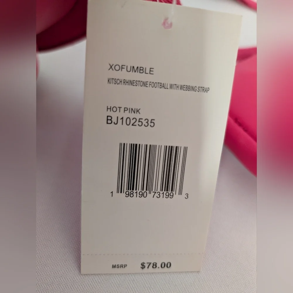 Betsey Johnson Football Pink Rhinestone Studded Crossbody Purse Novelty NWT - Picture 11 of 12